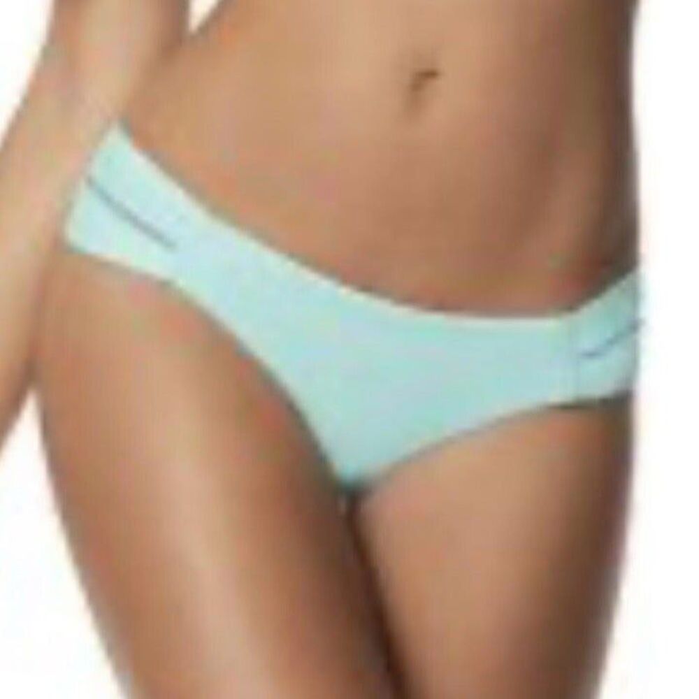 Nwt Anthropologie PilyQ aquamarine tab teal stitch Teeny bikini bottom